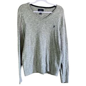American Eagle V-Neck Sweater Classic Fit Heather Gray SZ Medium
